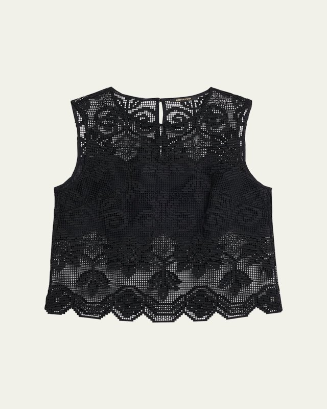 Shelly Scalloped Pixel Floral Lace Blous